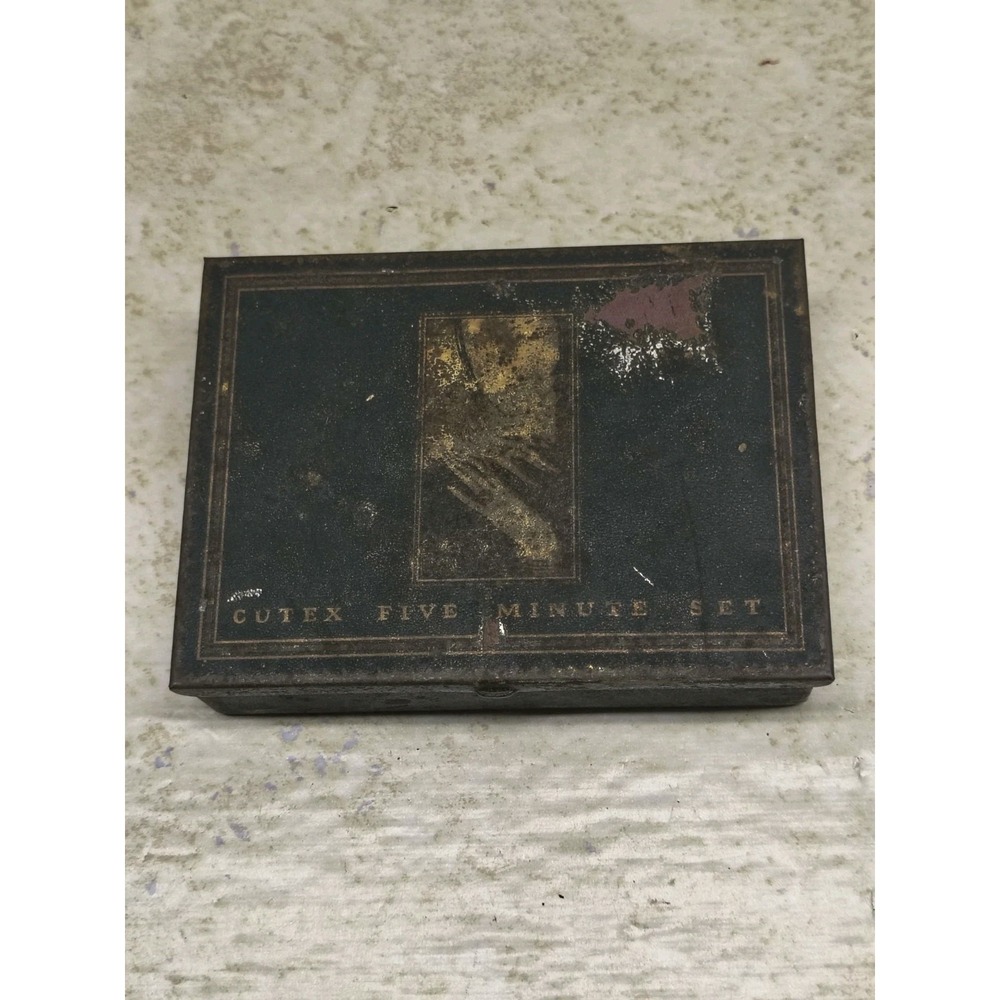 Vintage Art Deco Metal Cutex Five Minute Set Advertising‎ Tin Litho Box Manicure